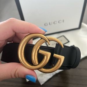 Gucci Belt/ GG Belt black with gold